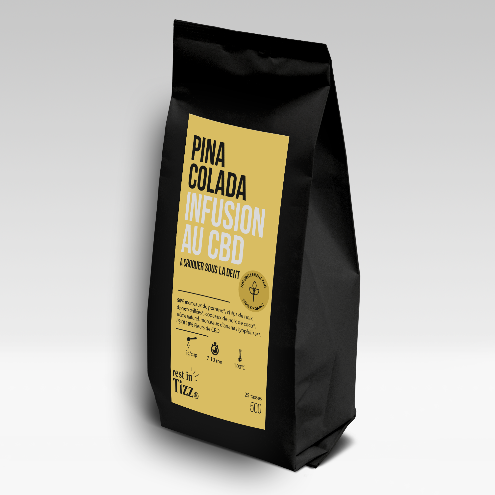 Infusion Pina Colada au CBD. Infusion C.B.D Bio Rest in Tizz France